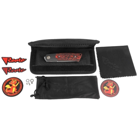 Nóż składany Reate Tribute Titanium/Zirconium/Lava Flow Fat Carbon, Hand Satin M390 (TBT.LAF.SAT)