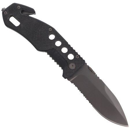 BlackFox G10 Black Rescue Folding Knife (BF-115)