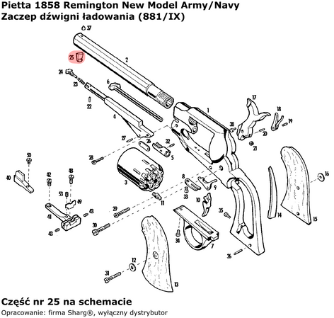 Zaczep dźwigni ładowania Pietta 1858 Remington New Model Army, Stainless Steel (881/IX)