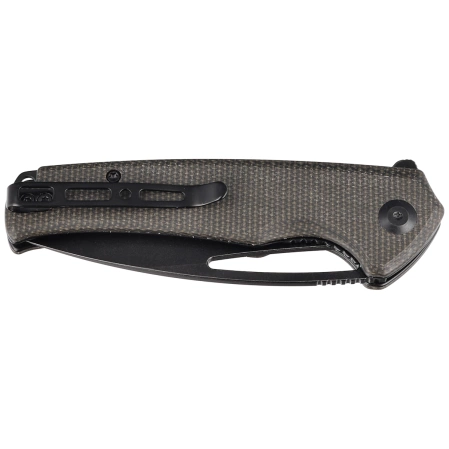 Sencut Mims Dark Green Canvas Micarta, Black Stonewashed 9Cr18MoV knife (S21013-3)