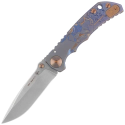 Nóż składany Spartan Blades Harsey Folder Special Edition Babe Blue Titanium, Bronze HW, Satin MagnaCut by William W. Harsey Jr. (SF5BABE)