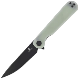 Bestechman Flick Knife Jade G10, Black PVD D2 by Ostap Hel (BMK13E)