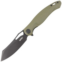Kubey Drake Knife Green G10, Dark Stonewashed 14C28N by Maksim Tkachuk (KB239F)