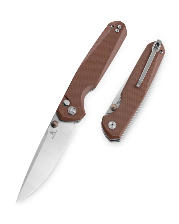Nóż składany Bestechman Velix Brown G10, Satin/Stonewashed 14C28N by Ostap Hel (BMK07B)