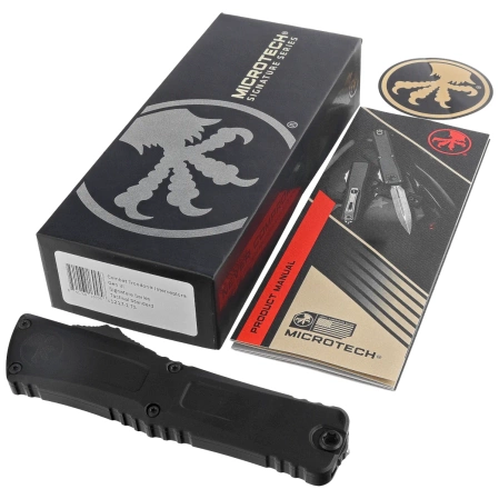 Nóż automatyczny OTF Microtech Combat Troodon Gen III Interceptor Signature Black Aluminium, Tactical M390MK by Tony Marfione (1217-1TS)