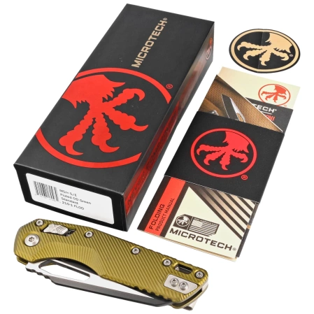 Microtech MSI S/E Fluted OD Green Aluminium, Black M390MK by Tony Marfione (210-1FLOD)