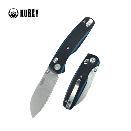 Nóż składany Kubey Breeze Black / Blue G10, Stonewashed 14C28N by Caleb Waldman (KU288D)