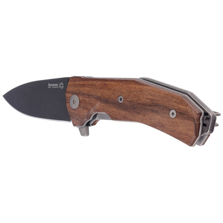 LionSteel KUR Knife Santos Wood, Black PVD/Stonewashed Sleipner by Molletta (KUR BST)