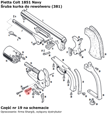 Pietta Colt Navy 1851, Army 1860, Navy 1861 cock bolt (381)