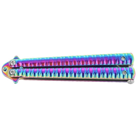 Nóż motylkowy Third Decor Habitat Balisong Rainbow Stainless Steel, Rainbow 420 (16071W)