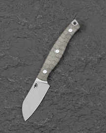 Bestech Heidiblacksmith#3 Sheepsfoot Knife Green Canvas Micarta, Stonewashed 14C28N by Heidi (BFK07C)