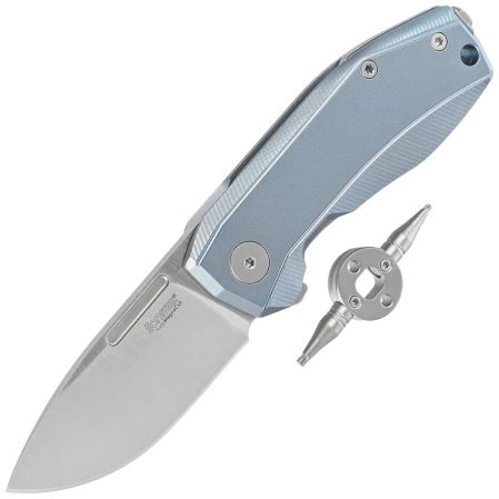 LionSteel Nano Knife Blue Titanium, Satin MagnaCut (NA01 BL)