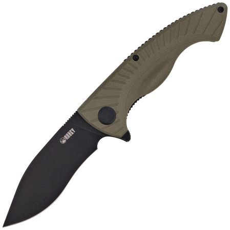 Kubey Timberwolf Knife Green G10, Blackwashed 14C28N (KU208J)