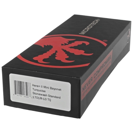 Nóż automatyczny OTF Microtech Hera II Mini Bayonet Turquoise Aluminium, Stonewashed M390MK by Tony and Sean Marfione (1701M-10TQ)