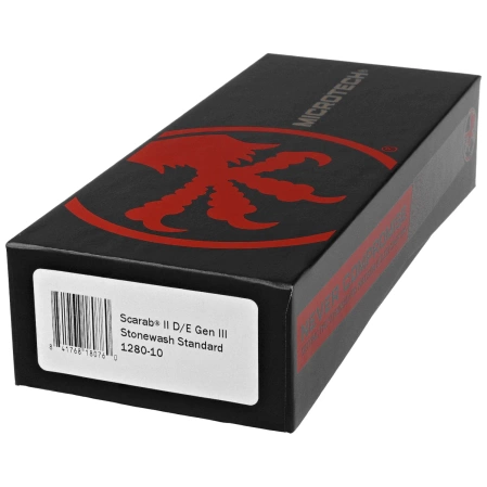 Microtech Scarab II Gen III D/E OTF Knife Black Aluminum, Stonewashed M390MK by Tony Marfione (1280-10)