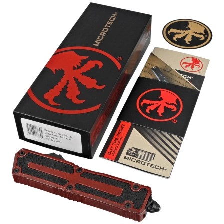 Nóż automatyczny OTF Microtech Scarab II Gen III S/E Weathered Crimson Aluminium, Weathered Crimson M390MK by Tony Marfione (1278-1WCN)