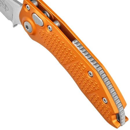 Nóż automatyczny Microtech Stitch-A S/E Orange Tangerine Tri-Grip Aluminium, Stonewashed by Borka Blades and Tony Marfione (169-10OT)