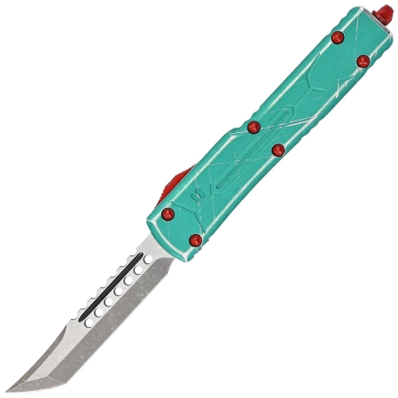 Microtech UTX-70 Hellhound Bounty Hunter Signature OTF Knife Distressed Green Aluminum, Apocalyptic M390 (419-10BH)