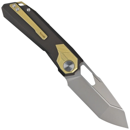 Remette RT-Peregrine Falcon Knife Brown/Gold Titanium, Hand Grinding Pearlescent M390 (RTT1-B)