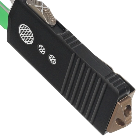 Nóż automatyczny OTF Microtech Exocet T/E Jedi Master Black Aluminium, Green M390 by Tony Marfione (158-1JM)