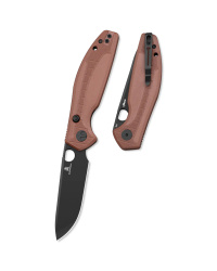 Nóż składany Bestechman Angry Owl Brown G10, Black PVD D2 by Keanu Alfaro (BMK12D-2)