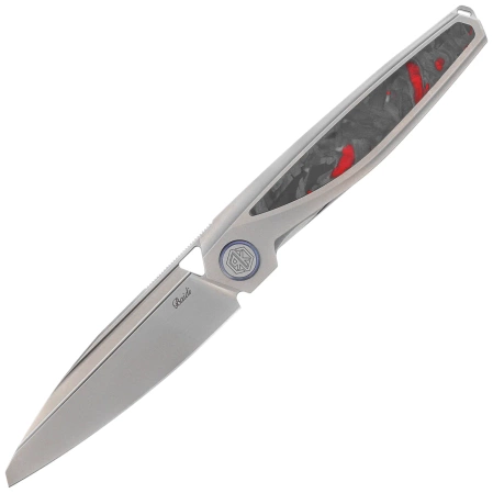 Rike Knife Baidi S Titanium/Red Carbon Fiber, Bead Blasted M390 (RK-Baidi-S-P/RCF)