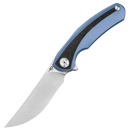 Nóż składany Bestech Sambac Blue Titanium / Marbled Carbon Fiber, Stonewashed / Satin MagnaCut by Ostap Hel (BT2402D)