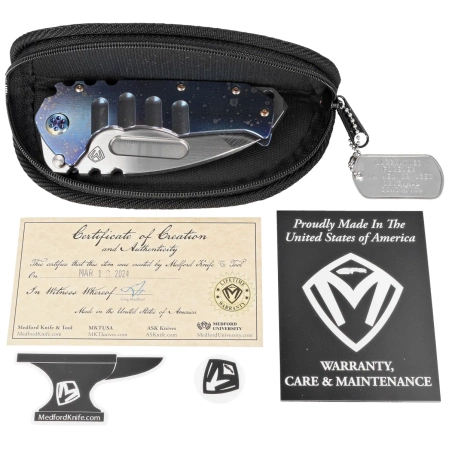 Nóż składany Medford Praetorian T Tanto Flamed ''Galaxy'' Titanium, Bronze HW, Brsh/''Galaxy'' Clip, Satin S45VN by Greg Medford (MK0124STT-03A2-T1CF-BN)