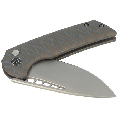 Nóż składany WE Knife Mini Malice Tiger Stripe Pattern Flamed Titanium, Silver Bead Blasted CPM 20CV by Ferrum Forge Knife Works (WE054BL-6)