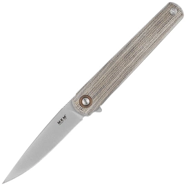 Nóż składany MKM Flame Light Drop Point Green Canvas Micarta / Titanium, Bead Blasted M390 by Michael Zieba (MK FL01-GCT)
