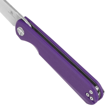 Bestechman Flick Knife Purple G10, Satin/Stonewashed D2 by Ostap Hel (BMK13B)