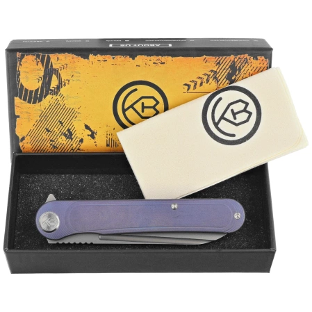 Kubey KB Knives Dandy Blue Titanium, Sandblasted CPM S90V by Maksym Tkachuk (KB247K)