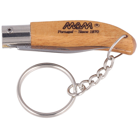 MAM Iberica Mini Keychain Knife, Light Beech Wood, Inox HW, Satin 420 (2000-LW)