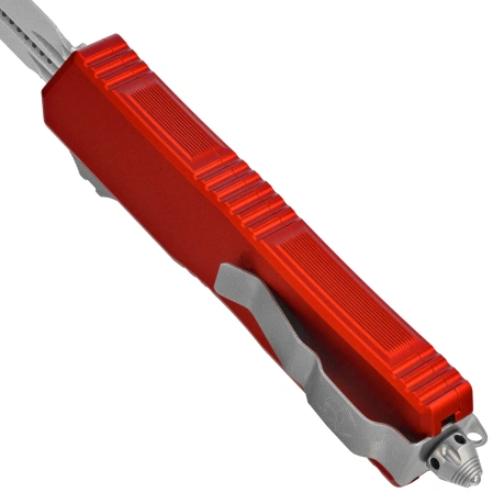 Microtech Scarab II Gen III Executive D/E OTF Knife Red Aluminum, Stonewashed M390MK by Tony Marfione (1175-10RD)