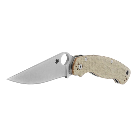 Spyderco Military 2 Knife Brown Canvas Micarta, Satin Cru-Wear by Sal and Eric Glesser (C36MPCW2)