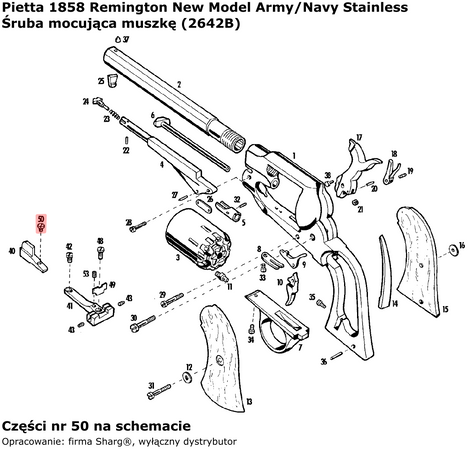 Śruba mocująca muszkę Pietta Remington 1858 New Model Army / Navy, 1858 New Model Army / Navy Stainless (2642B)