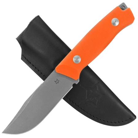 Fox Rifle Receiver Knife Orange G10, Acid Stonewashed Becut by Riccardo Gobbato (FX-662 OR)