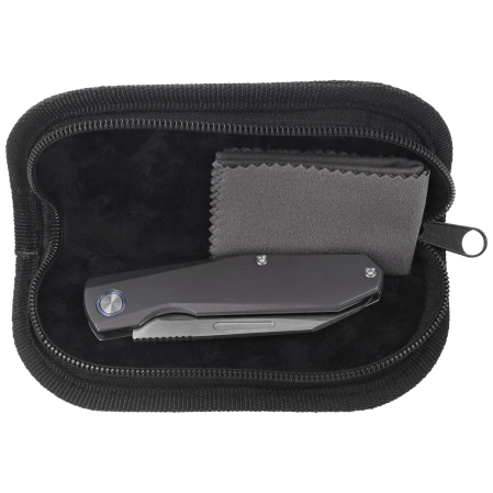 Nóż składany Remette Squirrel Blue Titanium, Manual Fine Grinding Satin M390 (RTDP-C)
