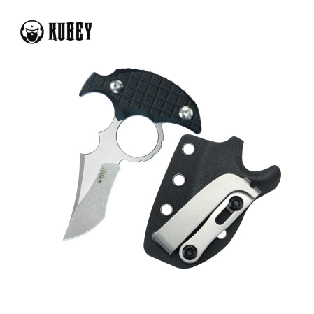 Kubey Stheno Pushdagger Black G10, Stonewashed 14C28N by MUZI Design (KU404A)