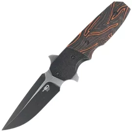 Bestech Freefall Black Titanium/Black-Orange G10 Knife, Black Stonewashed/Satin CPM S35VN by Jason Clark (BT2007B)