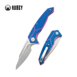 Kubey RBC-1 Knife Blue / Pink G10, Stonewashed 14C28N by Sherif Manganas (KU373C)