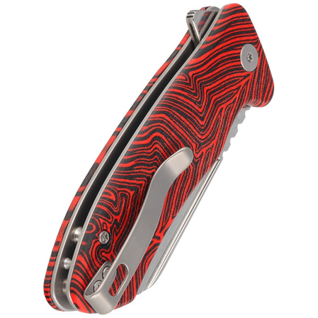 Nóż składany Kubey Creon Red/Black G10, Damascus (KU336B)