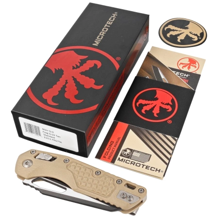 Microtech MSI S/E Ram-Lok Frag Tan G10, Black M390MK by Tony Marfione (210-1FRGTTA)