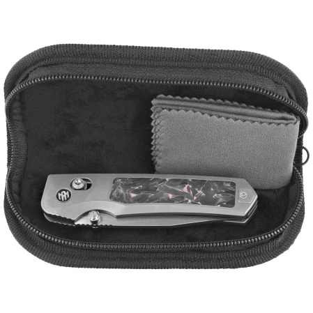 Nóż składany Remette RT-Aurora Gray Titanium/Carbon Fiber, Manual Fine Grinding Satin/Pearlescent M390 (AURA-P)