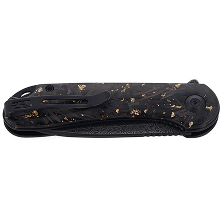 CIVIVI Knife Elementum Flipper Shredded Carbon Fiber / Golden Shred, Black Damascus (C907C-DS1)