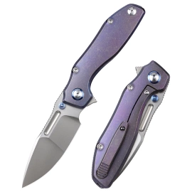 Nóż składany Remette TwoFace Blue Stonewashed Titanium, Fine Grinding Pearlescent M390 (DSTF-B)