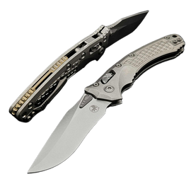 Nóż składany Microtech Marfione Select Amphibian Ram-Lok S/E Stonewashed Frag Pattern Titanium, Stonewashed M390MK by Tony Marfione (137RL-10FRMS1)