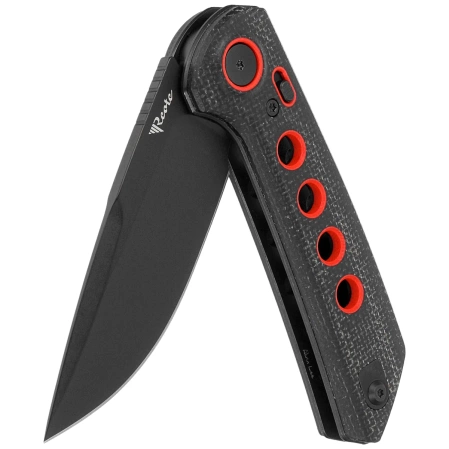 Reate PL-XF-12 Knife Black Micarta/Red G10 Inlay, Black PVD Nitro-V
