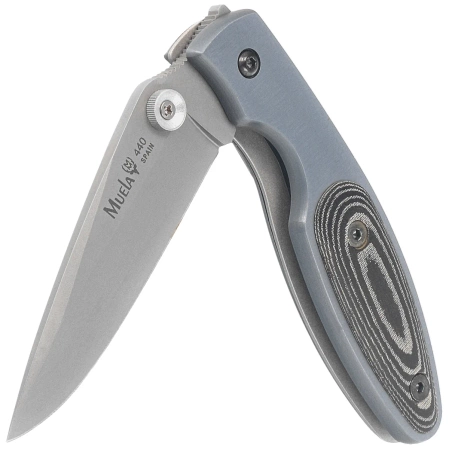 Muela KMC-7M Gray Aluminum/Black Micarta, Satin 440C Knife