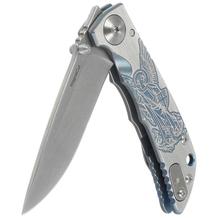 Nóż składany Spartan Blades Harsey Folder 3.25 Saint Michael Special Edition Gray Titanium, Gray HW, Stonewashed MagnaCut by William W. Harsey (SF10 Custom St Michael)